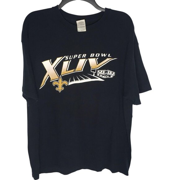 New Orleans Saints Shirt Mens XL Black NFL Football Super Bowl XLIV Roster Tee - Picture 1 of 16